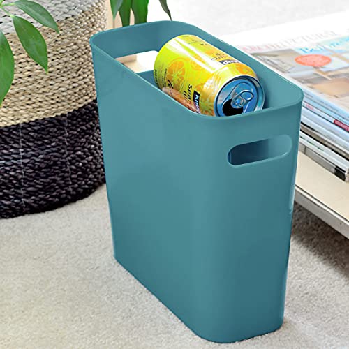 Youngever 1.5 Gallon Slim Trash Can, Plastic Garbage Container Bin, Small Trash Bin with Handles for Home Office, Living Room, Study Room, Kitchen, Bathroom (1 Pack Teal) - color: Teal