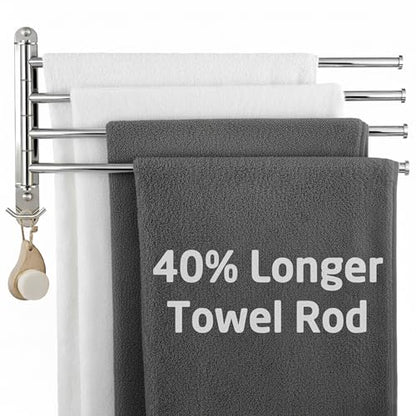 KES Swivel Towel Rack, Swing Arm Towel Bar 4-Arm Extra Long 19.5" Swing Out Towel Rack for Bathroom Wall, Hand Towel Rack Wall Mounted 18/8 Stainless Steel Polished Finish, A2103S4L50 | Swing Out Towel Rack for Bathroom Wall, Hand Towel Rack Wall Mounted,