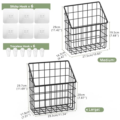 Greentainer 2 Pack Bath Toy Storage Organizer, Large Rustproof Metal Wire Basket, Wall Mounted Hanging Bathtub Holder, Bathroom Shower Caddy for Tub Toys & Toiletries - color: Black