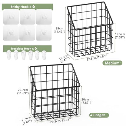 Greentainer 2 Pack Bath Toy Storage Organizer, Large Rustproof Metal Wire Basket, Wall Mounted Hanging Bathtub Holder, Bathroom Shower Caddy for Tub Toys & Toiletries - color: Black