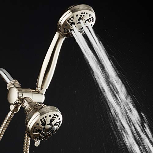 AquaDance Brushed Nickel High Pressure 3-way 48-setting Rain – Handheld Shower Head Combo – Angle Adjustable, Anti-Clog Jets, Tool-Free Installation - USA Standard Certified – Top U.S. Brand | Enjoy Two 6-Setting Rain & Hand Showerheads Separately or Toge