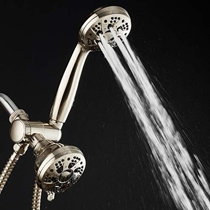 AquaDance Brushed Nickel High Pressure 3-way 48-setting Rain – Handheld Shower Head Combo – Angle Adjustable, Anti-Clog Jets, Tool-Free Installation - USA Standard Certified – Top U.S. Brand | Enjoy Two 6-Setting Rain & Hand Showerheads Separately or Toge
