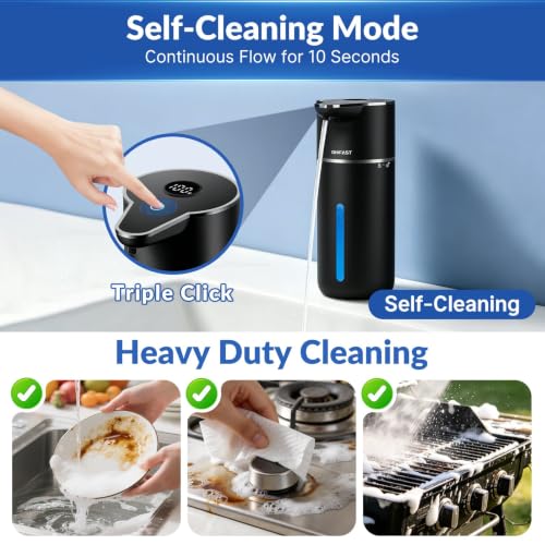 Automatic Liquid Soap Dispenser Touchless,6-Level Adjustable,USB Rechargeable Smart Soap Dispenser,16.9oz/500mL Compatible with Thick Thin Dish/Hand Soap for Bathroom Accessories Kitchen Sink-Black - color: Black
