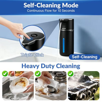 Automatic Liquid Soap Dispenser Touchless,6-Level Adjustable,USB Rechargeable Smart Soap Dispenser,16.9oz/500mL Compatible with Thick Thin Dish/Hand Soap for Bathroom Accessories Kitchen Sink-Black - color: Black