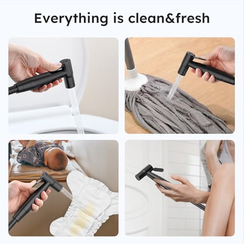 Arofa Handheld Bidet Sprayer, Bidet Attachment for Toilet, Matte Black | Adjustabel Water Pressure, Leak-Free Hose, Fits Two-Piece Toilets, Feminine/Baby/Pet Wash, Cloth Diaper Rinse, Easy Install - color: Black, size: 1 Pack