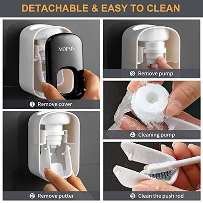 MOPMS Automatic Toothpaste Dispenser Wall Mounted for Kids and Adult 1Pcs | Automatic Toothpaste Squeezer Holder for Bathrooms - color: Black