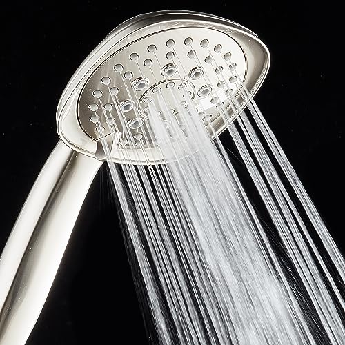 AquaDance, Satin Nickel Luxury Square 6-setting High-Pressure Hand Extra-Long 72" Stainless Steel Hose, Bracket, Solid Brass Fittings, Finish. Premium Handheld Shower Head from Top American - color: Satin Nickel