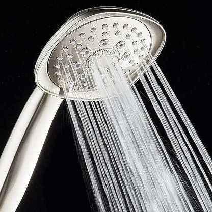 AquaDance, Satin Nickel Luxury Square 6-setting High-Pressure Hand Extra-Long 72" Stainless Steel Hose, Bracket, Solid Brass Fittings, Finish. Premium Handheld Shower Head from Top American - color: Satin Nickel