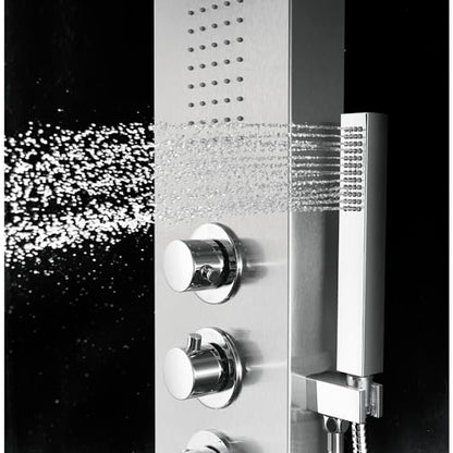 Blue Ocean ™ 56" Stainless Steel SPS8729 Thermostatic Shower Panel Column System with Rainfall Shower Head, Body Nozzles, and Handheld Shower Head, Shower Tower - style: 56 inch stainless steel
