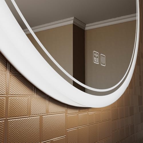 Round Mirror Bathroom LED Lighted Mirror, Illuminated Dimmable Anti-Fog Wall-Mounted Makeup Vanity Mirror with Lights (39.5" L x 39.5" W) - size: 39.5"L x 39.5"W