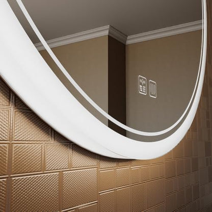 Round Mirror Bathroom LED Lighted Mirror, Illuminated Dimmable Anti-Fog Wall-Mounted Makeup Vanity Mirror with Lights (39.5" L x 39.5" W) - size: 39.5"L x 39.5"W