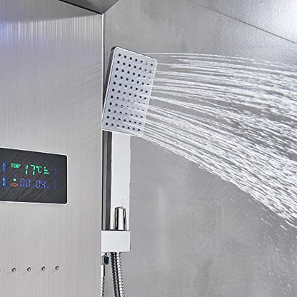 Stainless steel rain shower panel LED waterfall body Jets tower system