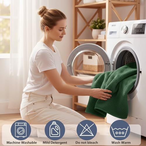 Bath Towel Set of 8,Large Bath Sheets 35"x70"-Dark Green | Super Soft Microfiber, Lint Free & Quick Dry Towels for Bathroom,Gym,Hotel–2 Bath,2 Hair,2 Hand,2 Washcloths - color: Dark Green, size: 8Piece Towel Set