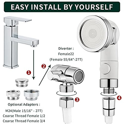 ZCONIEY Sink Faucet Sprayer Attachment, Shower Head Attaches To Tub Faucet, Dog Bathing Hose Shower Set for Laundry Bathroom Kitchen - color: b-white