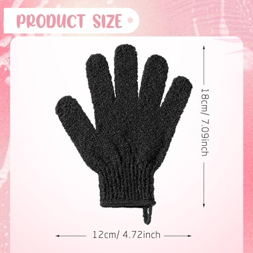 Didaey 104 Pcs Exfoliating Glove Bulk Shower Gloves with Hanging Loop Exfoliating Body Scrubber Dead Skin Remover for Body Bath Beauty Spa Massage Scrubs Men Women Bathing(Black) - color: Black