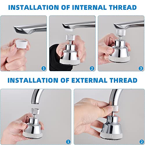 4 Spray Modes Faucet Aerator,360 Degree Faucet Sprayer Attachment,Big Angle Kitchen Faucet Aerator,Swivel Faucet Extender,Sink Sprayer Attachment for faucet,55/64 inch Female Thread (Chrome) - color: Chrome