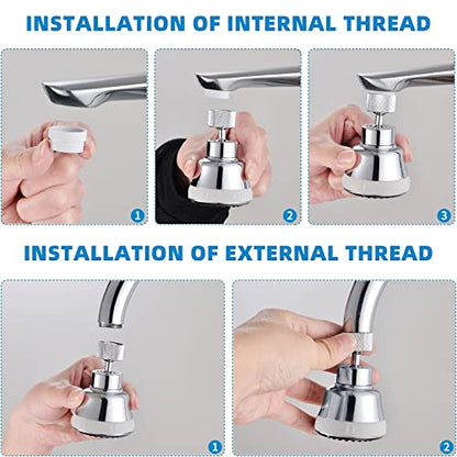 4 Spray Modes Faucet Aerator,360 Degree Faucet Sprayer Attachment,Big Angle Kitchen Faucet Aerator,Swivel Faucet Extender,Sink Sprayer Attachment for faucet,55/64 inch Female Thread (Chrome) - color: Chrome