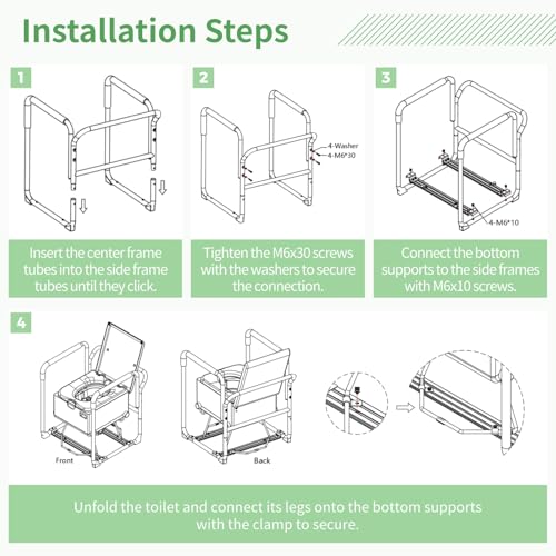 Dry Flush Toilet Safety Rails, Heavy Duty Toilet Frame | for Elderly Seniors Handicap & Disabled, Pregnant, Injury, Surgery