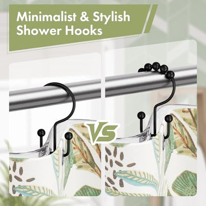 Shower Curtain Rings, Rust-Resistant Metal Double Shower Hooks for Curtain Rolling Shower Curtain Hooks Rings Shower Rings for Bathroom Shower Curtain Rod, Matte Black, Set of 12 Rings - color: Black, style: Modern - Double Hooks