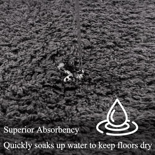 Barossa Design Reversible Cotton Bath Rug 24 x 40 - Large Bathroom Rug Mat Washable & Soft Absorbent - Charcoal, 24x40 - color: Charcoal, size: 24"x40"