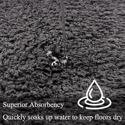 Barossa Design Reversible Cotton Bath Rug 24 x 40 - Large Bathroom Rug Mat Washable & Soft Absorbent - Charcoal, 24x40 - color: Charcoal, size: 24"x40"