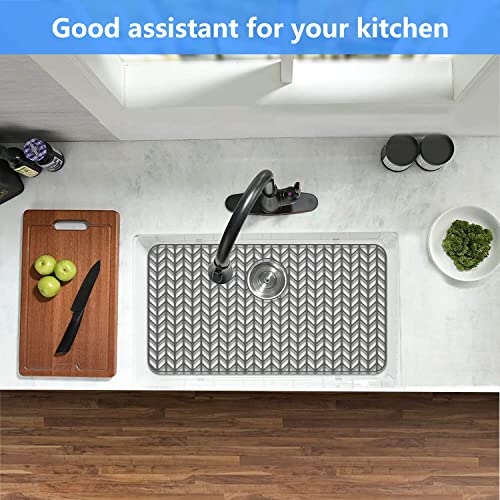 Sink Protectors for Kitchen Sink 28.4"x 15.2"Rear Silicone Sink Mat | Various sizes and styles,Protector for sinks and dish,Withstand to 500F,Food-grade silicone.Non-slip and raised feet - size: 28.4"x15.2"