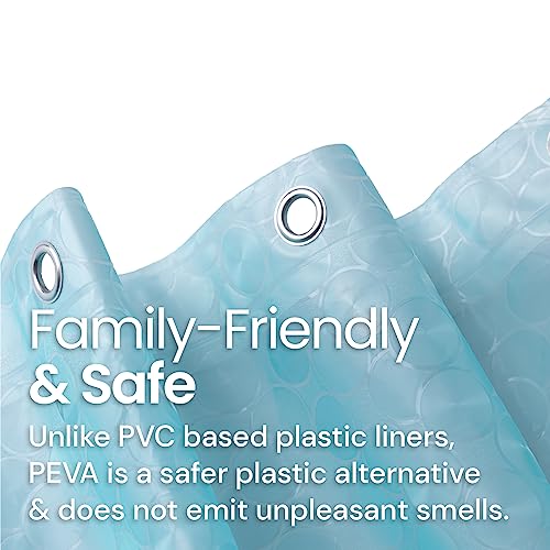 LiBa Shower Curtain PEVA 8G, 72x72 Inch Aqua Circle with Magnets | 8G heavy-duty PEVA, 3D pattern, 3 weighted magnets, rust-proof grommets, waterproof vinyl shower curtain - color: 8g Peva - Aqua Circle Pattern, size: 72"W x 72"L (Pack of 1)