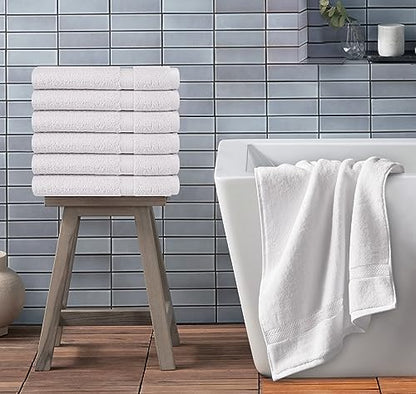Towel and Linen Mart 100% Cotton White 6 Pack Medium Bath Towel Set, Quick Dry, Super Absorbent, Light Weight, Soft Feel, Premium Towels for Hotel, Spa and Bathroom (24 X 48 6 Pack White) - color: White