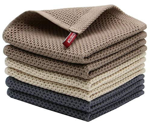 Cotton Dish Rags Dish Cloths for Washing Dishes,12”x12”,6 Pack,Multi Color | Soft Kitchen Washcloths Rags, Absorbent Waffle Kitchen Hand Towels, Cotton Dish Towels for Kitchen Drying - color: Multi Color, size: 12inch x 12inch
