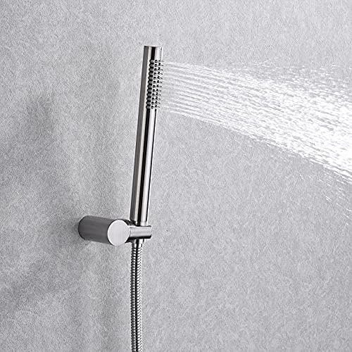 SUMERAIN Wall Mounted Rainfall Shower System Brushed Nickel | 8" Stainless Steel Rain Shower, Brass Handheld, Brass Valve, Concealed Box Design, Easy to Maintain and Install - color: Brushed Nickel, size: 2 Function