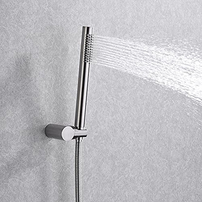 SUMERAIN Wall Mounted Rainfall Shower System Brushed Nickel | 8" Stainless Steel Rain Shower, Brass Handheld, Brass Valve, Concealed Box Design, Easy to Maintain and Install - color: Brushed Nickel, size: 2 Function