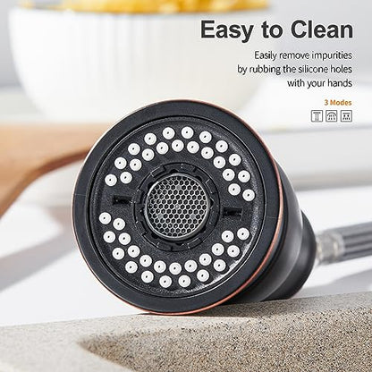 TIORIY Kitchen Sink Faucet Spray Head Replacement with 15 Adapters, Pull Down Kitchen Faucet Replacement Head, 3 Function Pull Out Kitchen Faucet Spray Nozzle, Oil Rubbed Bronze - color: Oil Rubbed Bronze