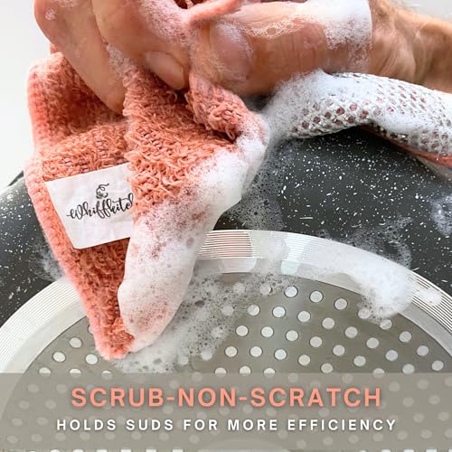 Scrubbing Dishcloths 2ply Mesh Scrub Reusable Dishrag 6pk 6x7in | 2-Sided Bamboo-Rayon Kitchen Cloth + Silver Mesh, Non-Scratch, Thin, Ultra-Light, Durable, Fast-Drying, Odorless, Washable - color: Sunset Solids, size: 6" x 7" -6 Pack