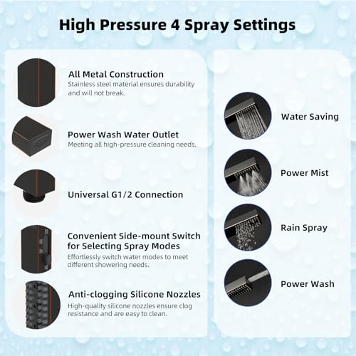 Hibbent All Metal CUPC Certified 10'' Rain Shower Head, Dual Shower Head Combo, High Pressure Handheld 4 Sprays Shower Wand, 16'' Adjustable Extension Arm, 71'' Hose, Shower Holder, Oil-Rubbed Bronze - color: Oil Rubbed Bronze, style: Square 10''