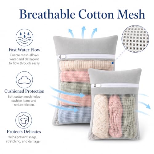Gray 5-piece set in bags, durable cotton mesh laundry bags, sturdy zipper, breathable mesh, delicate laundry bags, suitable for underwear, clothes, pants, and socks - color: Gray