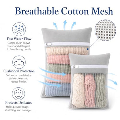 Gray 5-piece set in bags, durable cotton mesh laundry bags, sturdy zipper, breathable mesh, delicate laundry bags, suitable for underwear, clothes, pants, and socks - color: Gray