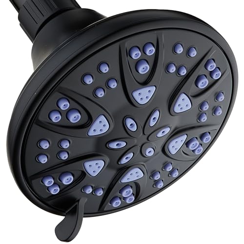 AquaDance Antimicrobial – Anti-Clog High-Pressure 6-Setting Shower Head with Microban Nozzle Protection from Growth of Mold, Mildew & Bacteria for Stronger Shower! 4" Sunset Blue - color: Matte Black / Sunset Blue Jets, style: 2.5 Gallons Per Minute