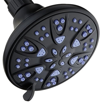 AquaDance Antimicrobial – Anti-Clog High-Pressure 6-Setting Shower Head with Microban Nozzle Protection from Growth of Mold, Mildew & Bacteria for Stronger Shower! 4" Sunset Blue - color: Matte Black / Sunset Blue Jets, style: 2.5 Gallons Per Minute