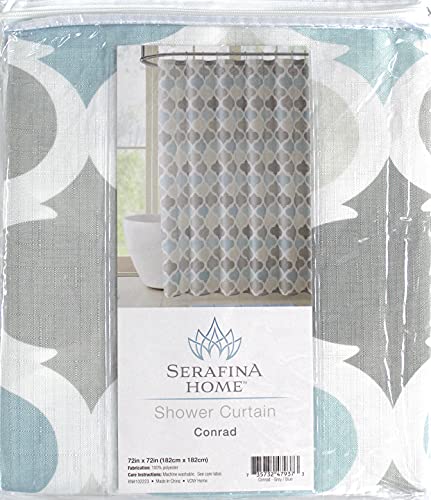 Blue Fabric Shower Curtain Modern Geometrical Blue Gray for Bathroom 72x72 | Elegant Boho Luxury Hotel Modern Muted Tones of Blue and Grey White Moroccan Trellis Cloth Farmhouse Design for men and women - color: Grey / Blue