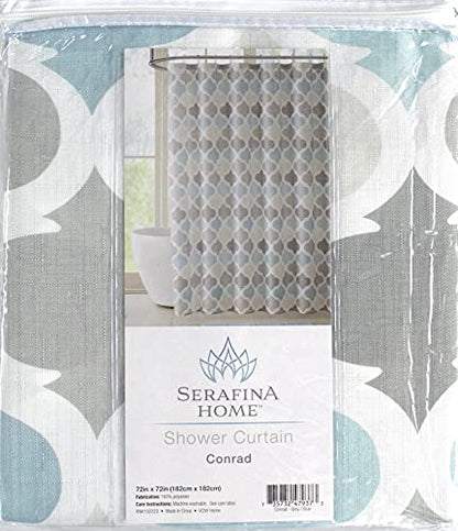 Blue Fabric Shower Curtain Modern Geometrical Blue Gray for Bathroom 72x72 | Elegant Boho Luxury Hotel Modern Muted Tones of Blue and Grey White Moroccan Trellis Cloth Farmhouse Design for men and women - color: Grey / Blue