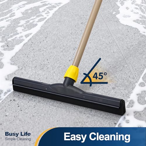 Yocada Floor Squeegee Scrubber Adjustable Telescopic Pole Heavy Duty 54.3" | Household Broom EVA Foam Blade for Garage Courtyard Shower Bathroom Floor Marble Glass Tile Water Foam Cleaning - size: 1 Count (Pack of 1)