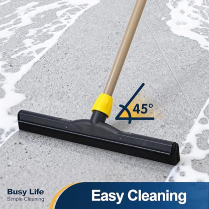 Yocada Floor Squeegee Scrubber Adjustable Telescopic Pole Heavy Duty 54.3" | Household Broom EVA Foam Blade for Garage Courtyard Shower Bathroom Floor Marble Glass Tile Water Foam Cleaning - size: 1 Count (Pack of 1)