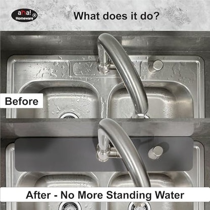 Faucet Mat Kitchen Sink Cuttable : AHA HOMEWARE Kitchen Sink Splash Guard Deck Plate, Customizable Cut Extra Hole for Soap Dispenser, Diatomite Leather Absorbent Fast Drying 2-PACK (Dark Gray) - color: Dark Gray