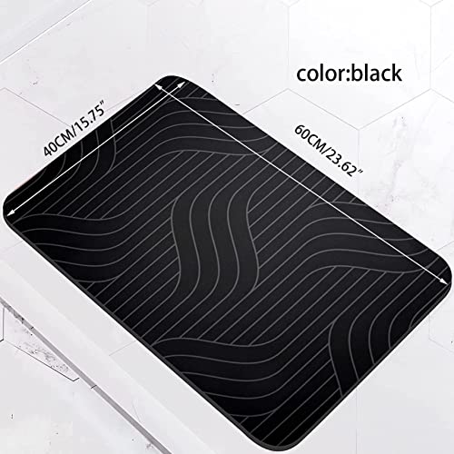Diatomite Stone Bath Mat Quick Dry Bathroom Mat Non-Slip Bathroom Diatomaceous Earth Bathroom Floor Mat Carpet 40x60 cm Black - color: Black