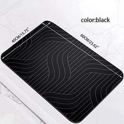 Diatomite Stone Bath Mat Quick Dry Bathroom Mat Non-Slip Bathroom Diatomaceous Earth Bathroom Floor Mat Carpet 40x60 cm Black - color: Black