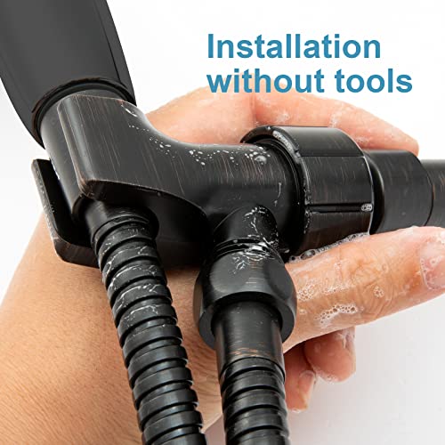 OFFO Shower Head Holder with Solid Metal Ball for Handheld Shower Head, Oil Rubbed Bronze Adjustable Shower Arm Mount for Connecting, 1/2 in IPS Female Inlet and Male Outlet - style: Oil Rubbed Bronze
