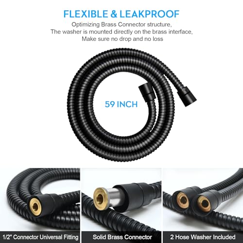Blissland Shower Hose Extra Long 59 Inches Handheld Shower Head Hose with Brass Insert and Nut - Durable and Flexible - Black - style: 59"Black