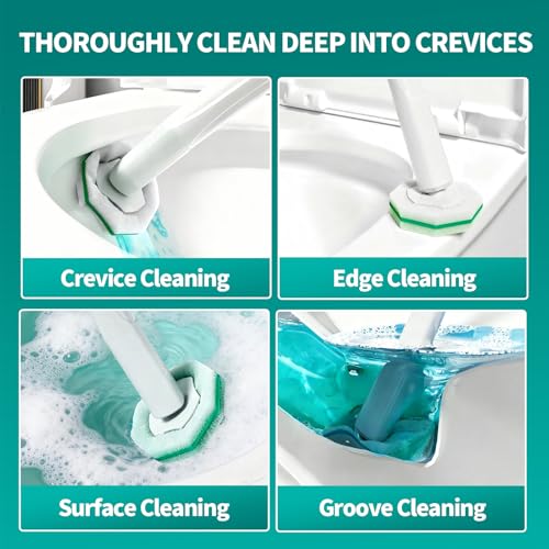 Disposable Toilet Brush, Toilet Bowl Cleaning System with 48 Count Wand Refills, Clean Brush Starter Kit with 1 Wand, 1 Storage Caddy and 1 wall Sticker (White) - style: Green-Toilet brush+48 refills