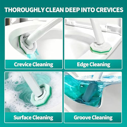 Disposable Toilet Brush, Toilet Bowl Cleaning System with 48 Count Wand Refills, Clean Brush Starter Kit with 1 Wand, 1 Storage Caddy and 1 wall Sticker (White) - style: Green-Toilet brush+48 refills