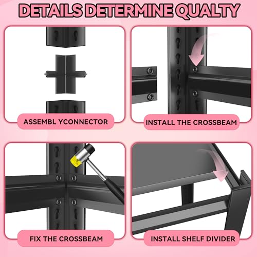 4-Tier Kitchen Storage Shelves, Adjustable Metal Shelving Unit, 2000LBS | Heavy Duty Kitchens Standing Shelf, Baker Rack, Adjustable Pantry Shelves, 15.8"W x 11.8" D x 53.4" H, Black - size: 16"W*53"H*12"D-4 TIER